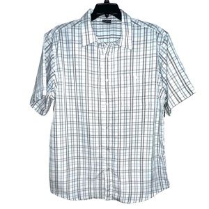R&R Casual Men’s Shirt Size XXL White Black Plaid Short Sleeve New